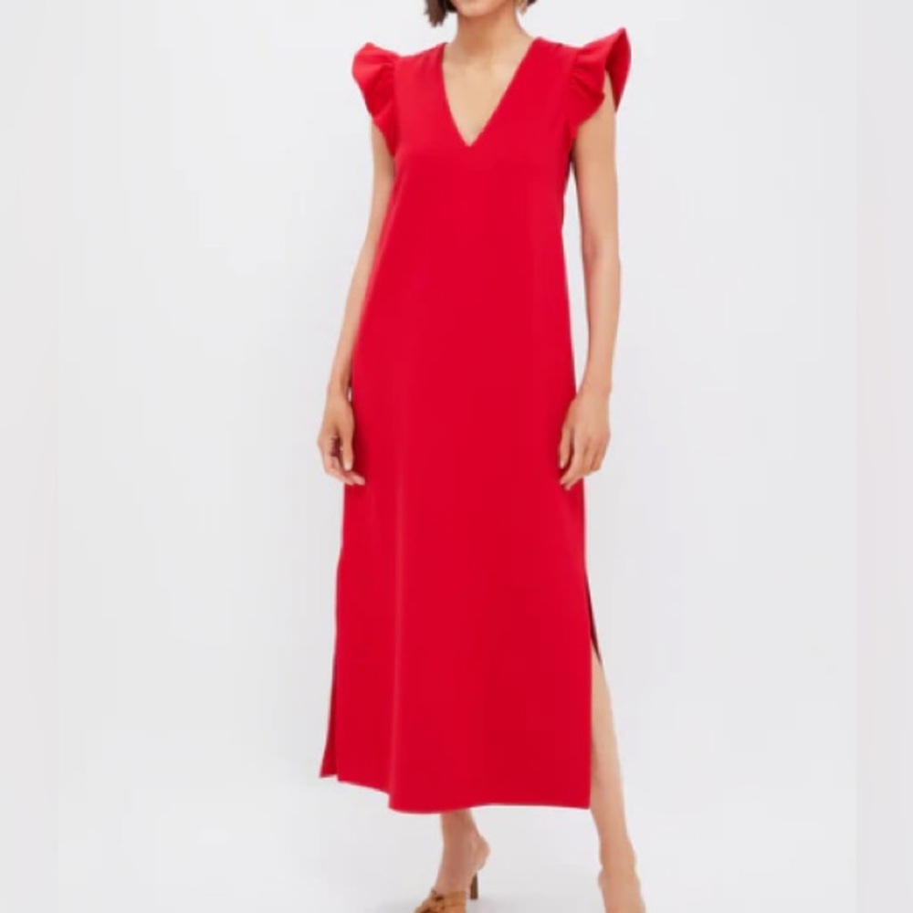 Red Flutter Sleeve Miko Dress